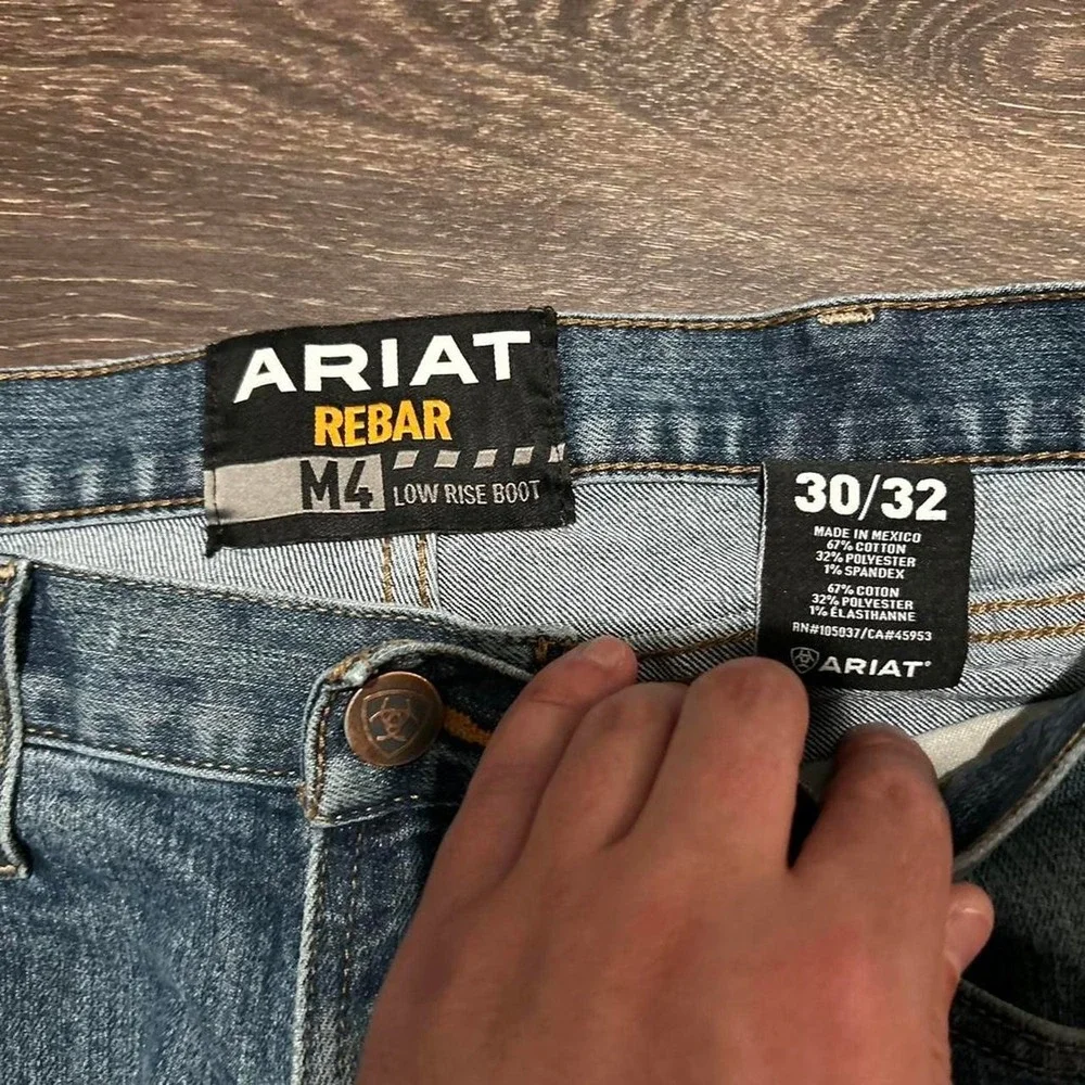 Men's Ariat rebar western workwear blue bootcut jeans Size 30x32